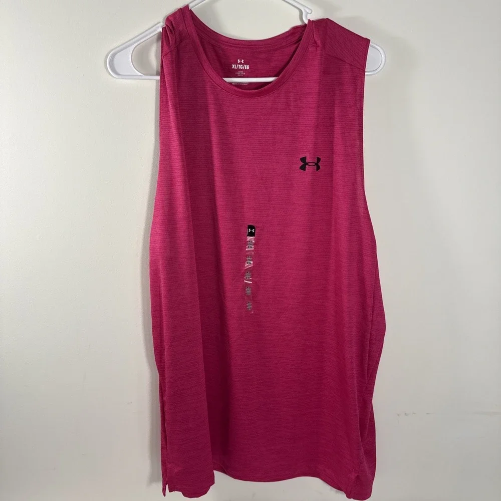 Under Armour Men's Size XL Fuchsia Tech‎ Vent Sleeveless Shirt 1384290-681 $35